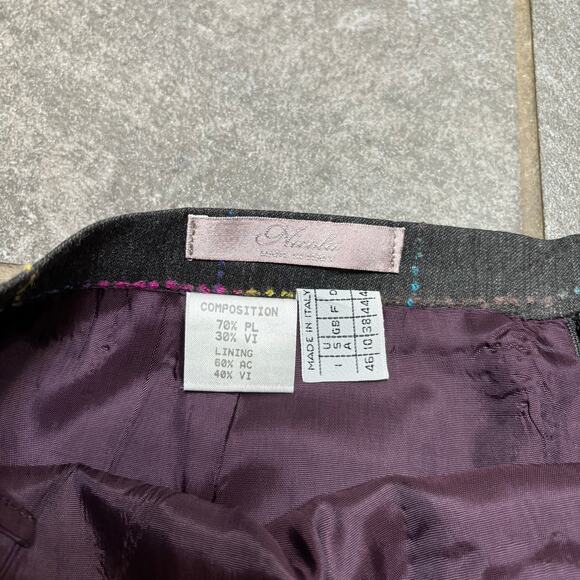 Nicola Italian Windowpane Pencil Skirt Grey Rainbow Details Office SZ 10 - Picture 3 of 7